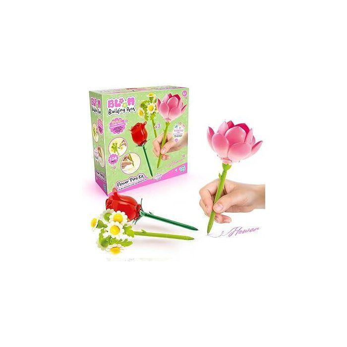 Stylo Fleur à Construire – Pack de 3 – Rose, Lotus et Marguerite - Encre pailletée et parfumée – BLM 002- Canal Toys - BLOOM