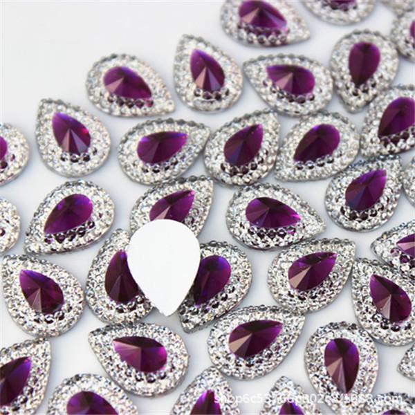Two-Tone 10x14mm Teardrop Resin Rhinestones for DIY Jewelry & Clothing Decoration