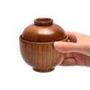 Japanese Style Covered Wooden Bowl, Miso Soup Bowl, Child Safety and Burn Prevention, Natural Wooden Tableware, Nut Bowl