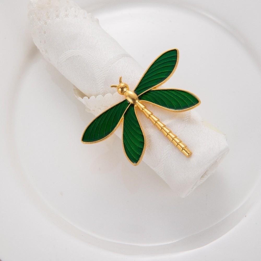 6PCS Modern Dragonfly Napkin Ring Metal Insect Napkin Holder Creative Napkin Buckle  Cafe Decor