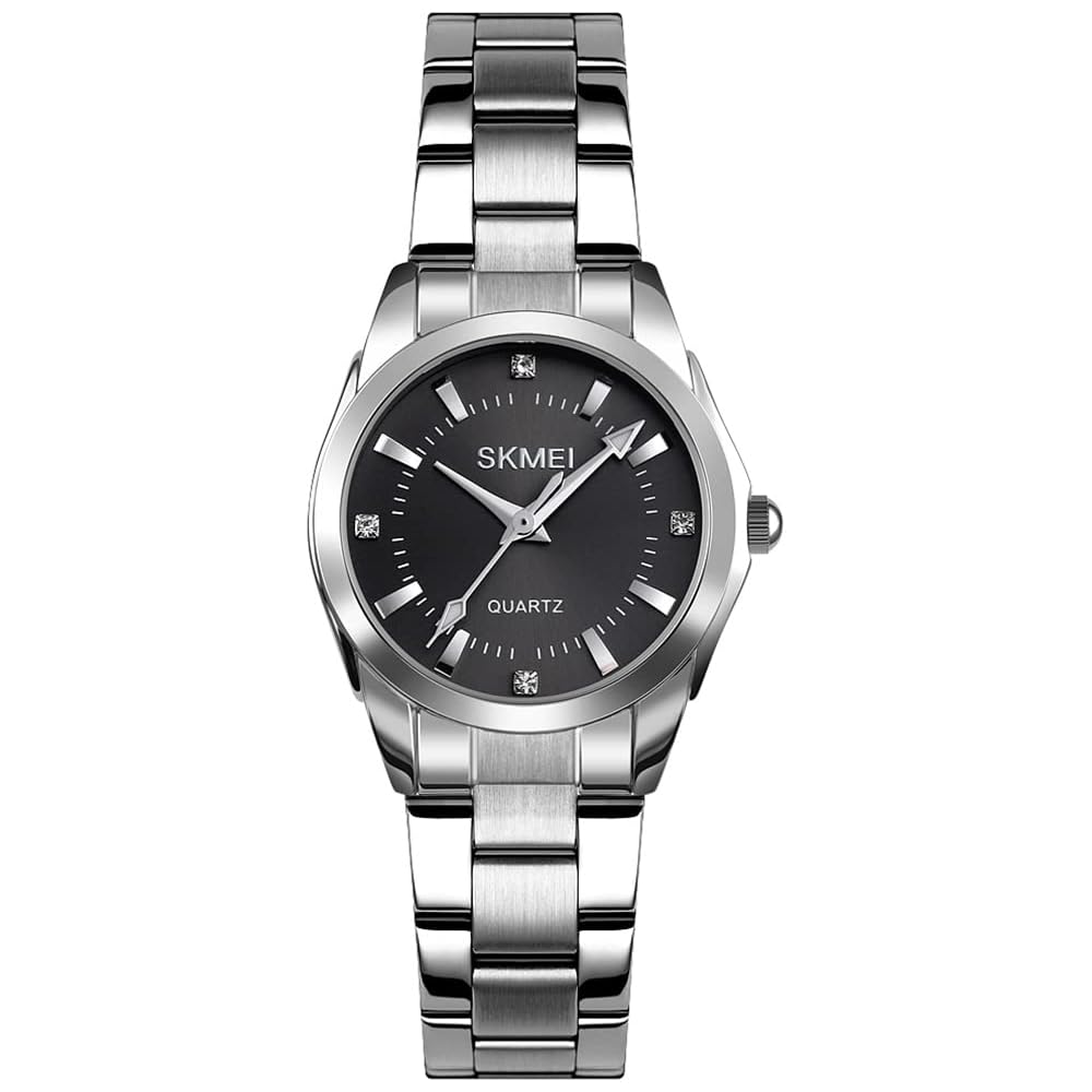 SKMEI Women s Classic Analog Quartz Watch Silver Stainless Steel Waterproof Casual Simple Design