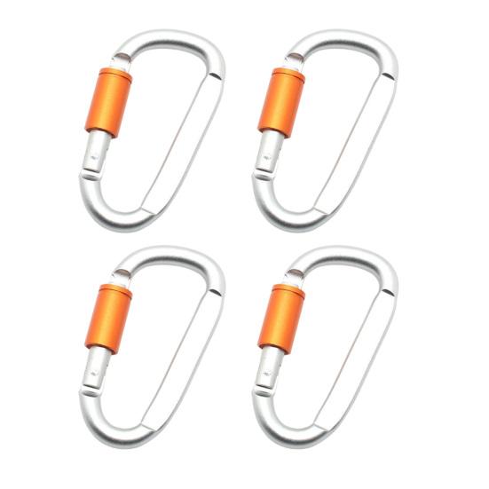 4Pcs Heavy Duty Carabiner Clip, Aluminum Alloy Outdoor Keychain Carabiner, D Shaped Metal Hook Buckle for Water Bottle, Key, Backpack