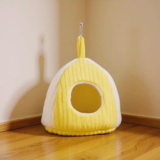 Hanging Birds Nest Winter Warm Parrot Nest with Mat Birdcage Plush Hammock Bed for Parakeets Cockatiels Budgies Conures