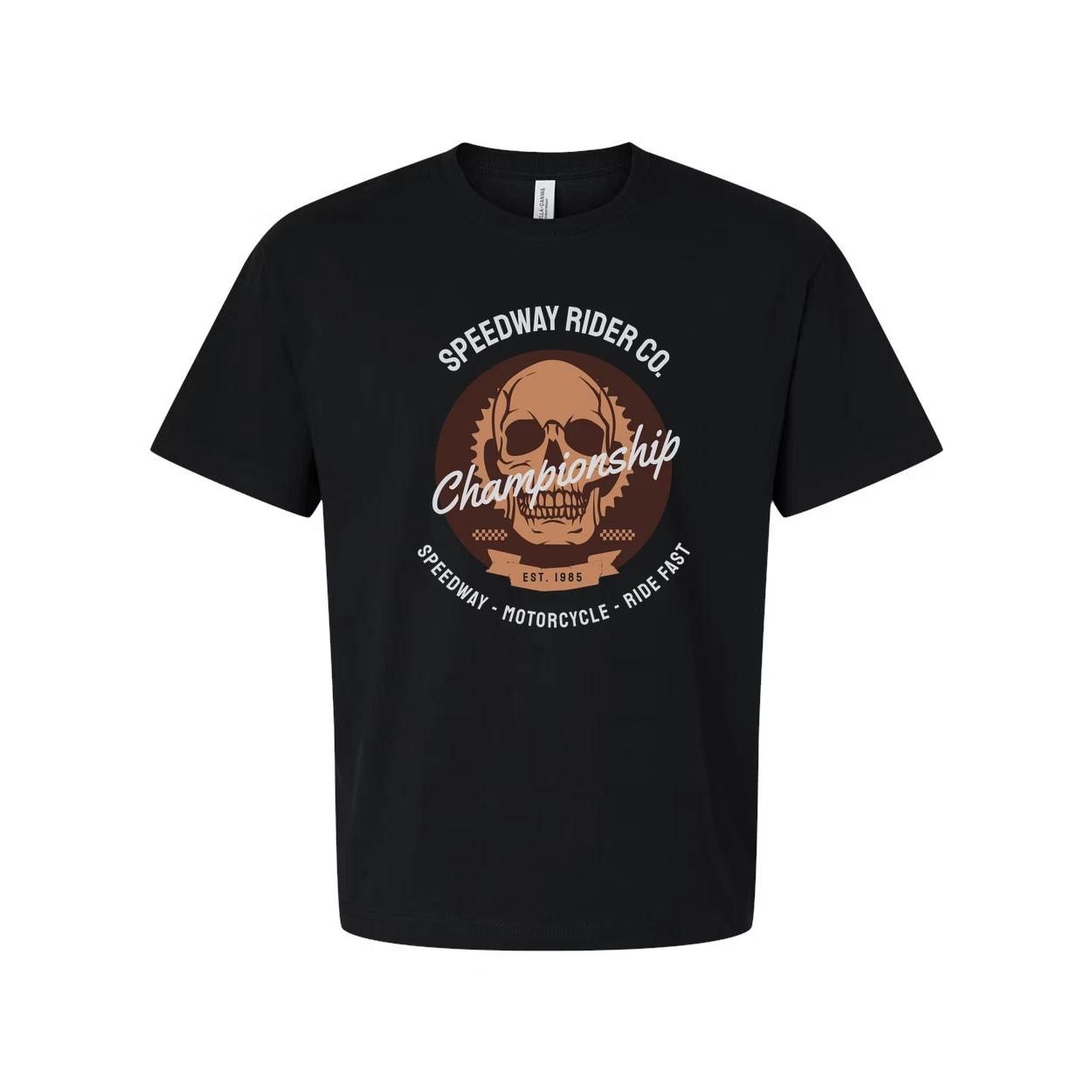 

Championship Skull Graphic Tee With Motorcycle Emblem Est 1985 For Unisex Adults 3XL
