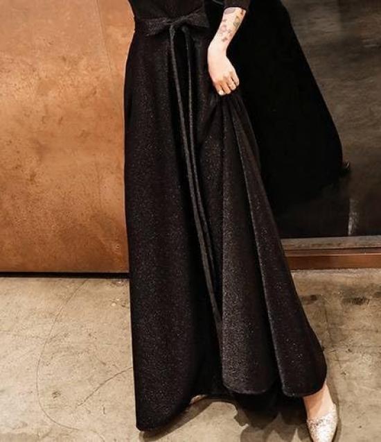 Long Party Short Formal Solid Size M [karim] Dress, Black, Concert, Wedding, Dress, A-Line, Sleeves, Cool, Sparkly, Cache-Coeur, Dress, Long, Sleeved,