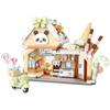 MEIEST Bloc de Construction Magasin de Glaces Panda, Ensemble de Blocs de Construction Magasin Mini Ville Rue Panoramique Jouet de Construction à Particules, Décoration de Maison