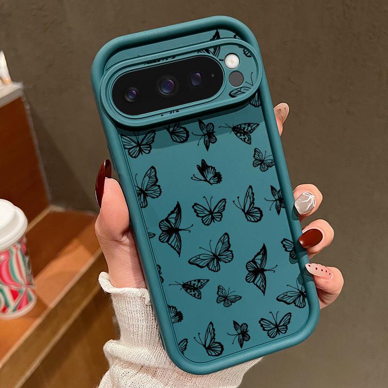 Flame Butterfly Print TPU Shockproof Case For Google Pixel 9 Pro XL 8 Pro 8A Soft Lens Protection Matte Phone Cover