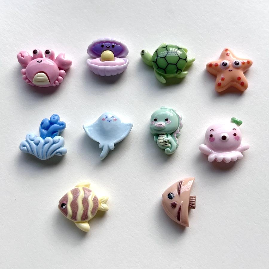 

10 штук смешанных мини-черепаха, морская звезда, морской конек, ракушка, пример морской системы, декоративная смола с плоской задней частью, украшения «сделай сам», дизайн ногтей в стиле деко разноцветный