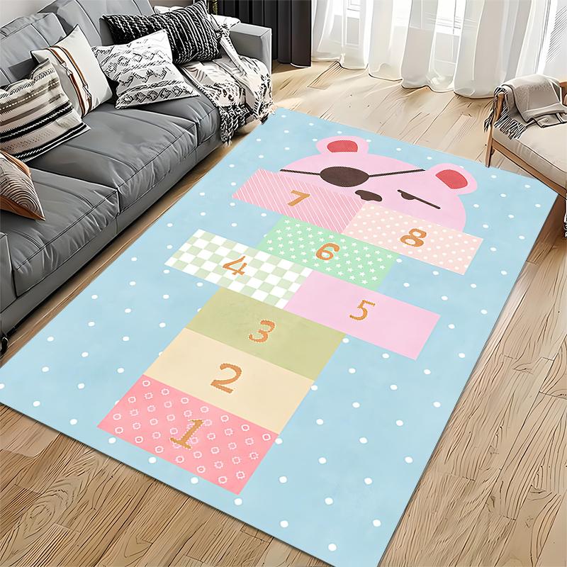 Cute Panda Hopscotch Rug for Kids Suitable for use as an anti-slip game mat for living room and bedroom sofas