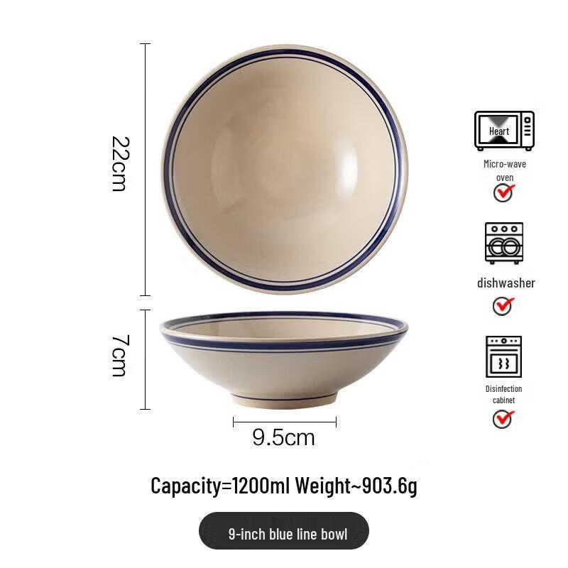 Retro Ceramic Blue Rim Small Bowl
