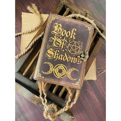 Book OF Shadows Leather Journal - Leather Print Triple Moon Goddess Journal