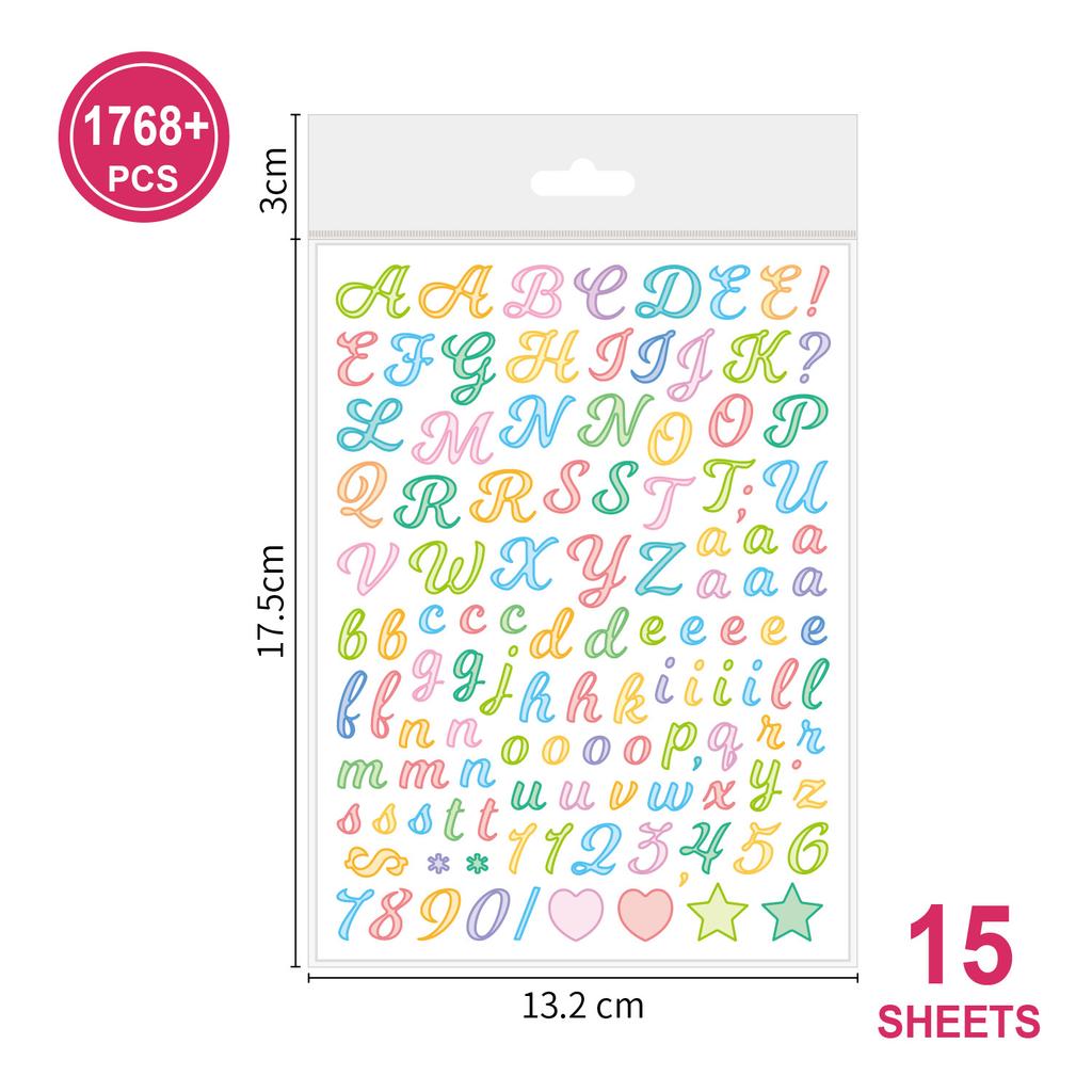 0.5-inch English Letter Sticker Ins Wind Small Size Waterproof Card Decorative Digital Letter Hand Account Sticker