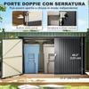 Steel Bin Shed for 3 Bins of 240L with 2 Doors and Lid, 233x105x118.5/133 Cm, Dark Grey