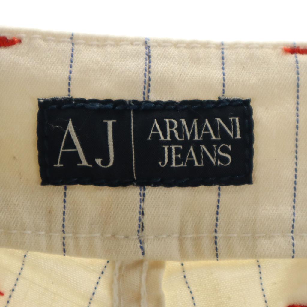 ARMANI JEANS Striped Pattern Shorts W30 Cream stretch Men's Used
