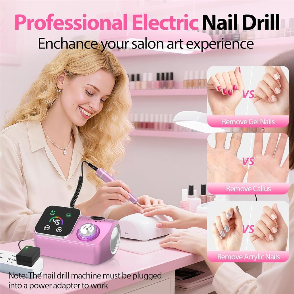 45000RPM Professional Electric Nail Drill Machine With LED Display Low Noise Nail Sander For Home Manicure Salon Use