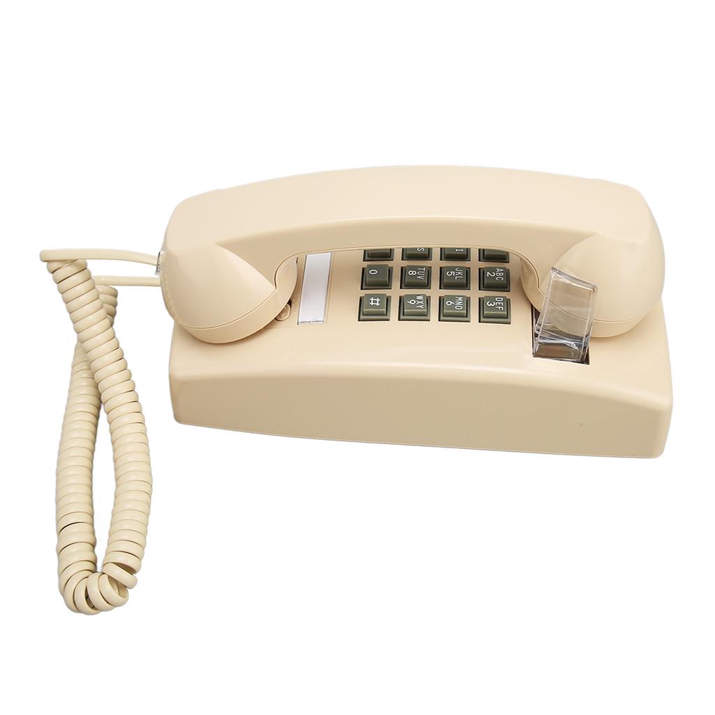 Retro Wall Phone Waterproof Decorative Corded Telephone with Volume Control for Home Bar Bathroom Beige