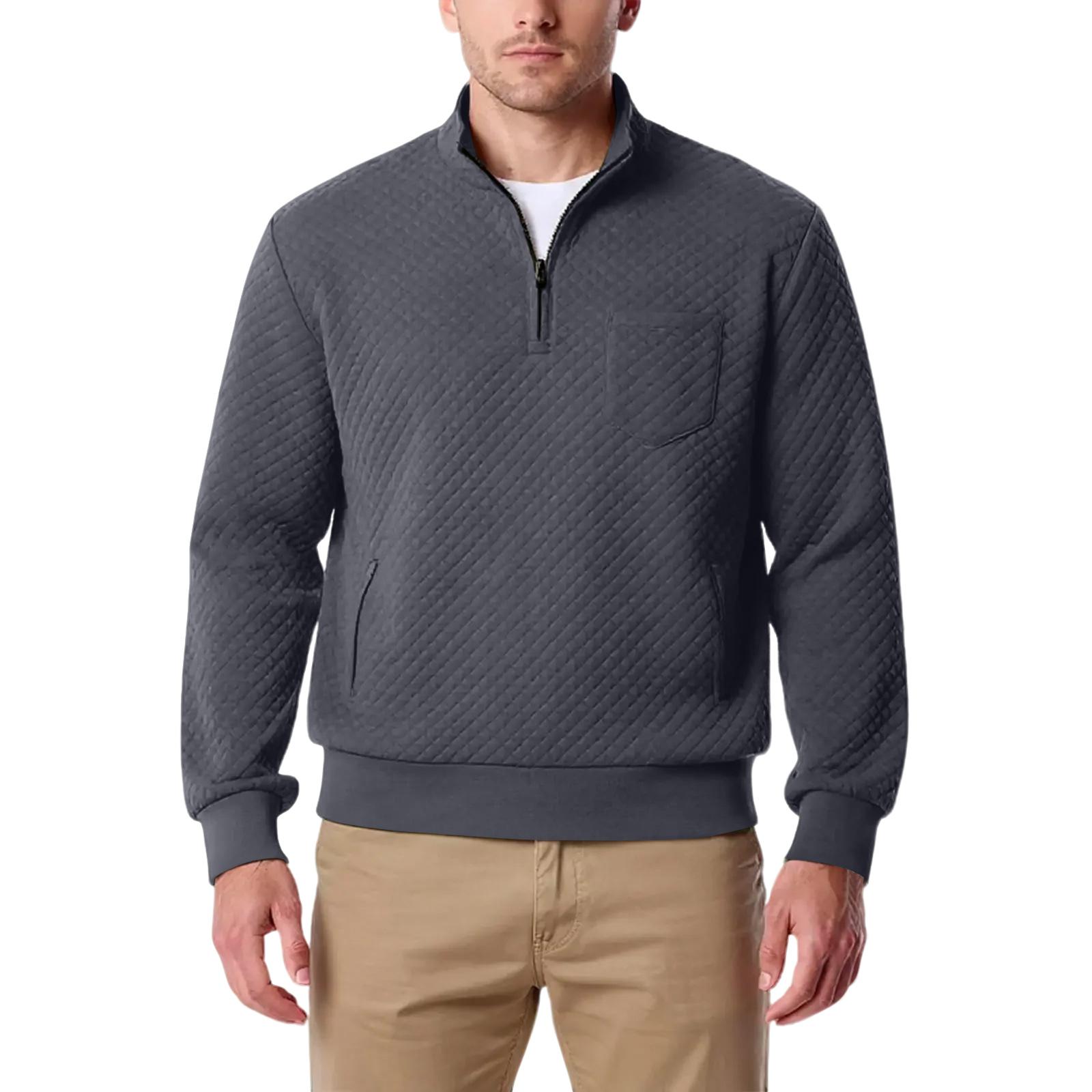 

Men s Stand Up Collar Sweatshirt With Zipper Casual Design M