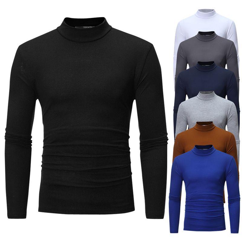Men's Warm High Neck Solid Color Pullover Jumper Sweater For A Stylish Look