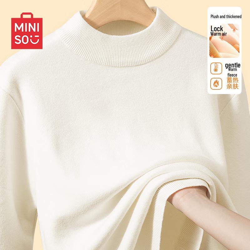 MINISO Men s Fleece-Lined Half-High Collar Knit Sweater 2XL