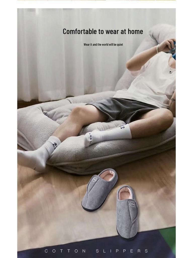 Unisex Winter Indoor Fluffy Non-slip Velcro Slippers with Plush Lining