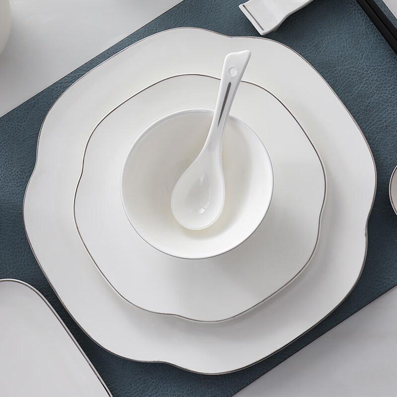 Tian Yajing Silver Rim Bone China Dinnerware Set