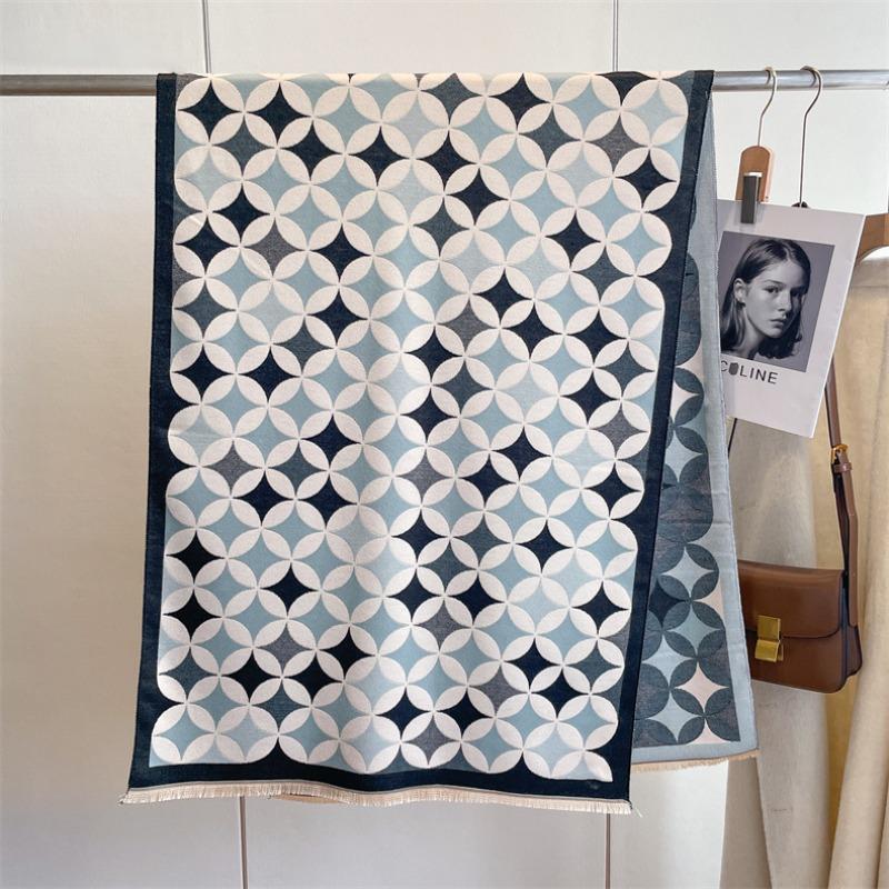 Autumn and Winter Scarf Women's Sparkling Air-conditioned Room Shawl with Thickened Warm Long High-end Imitation Cashmere Scarf