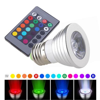 Ampoule Projecteur LED à Télécommande Alliage d'Aluminium 7 Couleurs E27 3W Lumière RGB