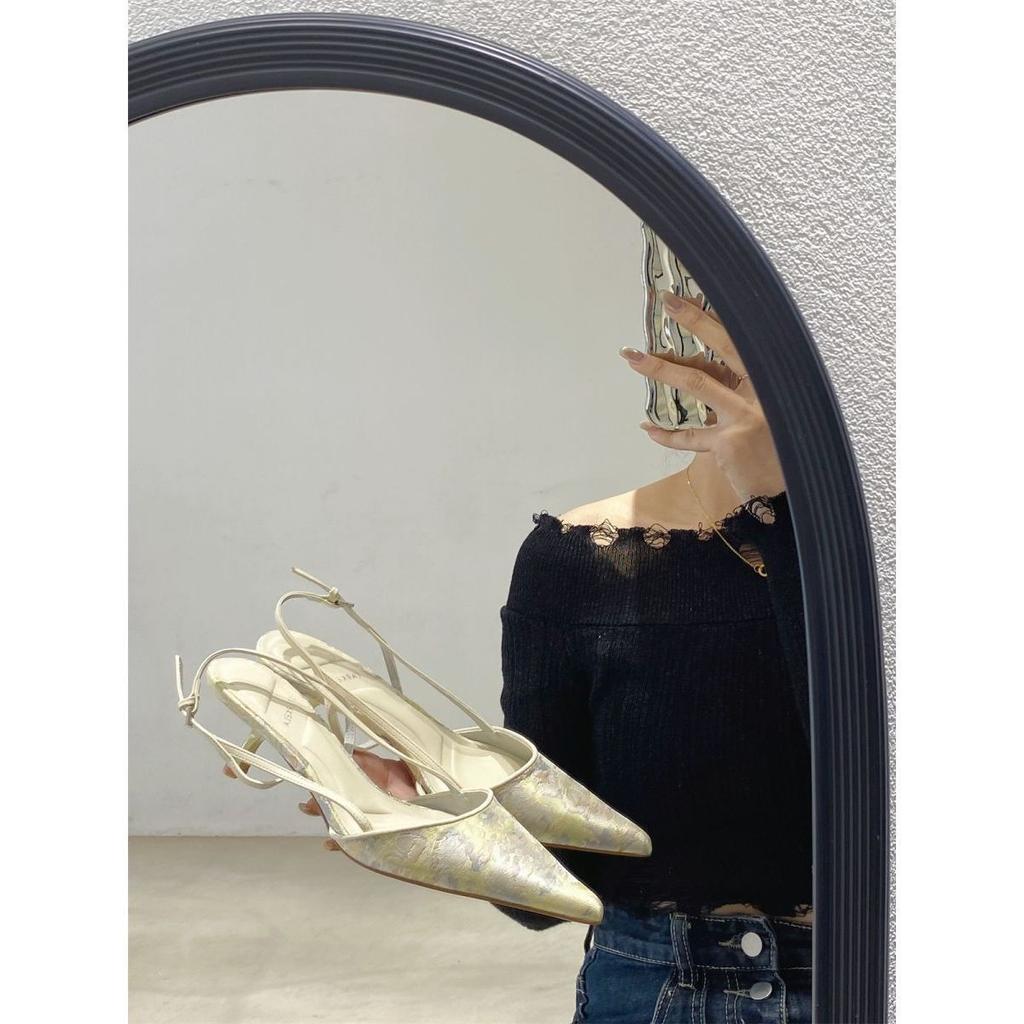 Single Shoes Temperament Light Mouth Kitten Heel French New Chinese Bag Head Sandals Pointed Head Word with Stiletto Women's High Heels