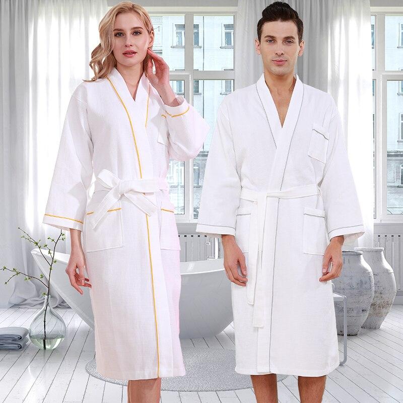 Buy Women Summer Cotton Waffle Bathrobe Sexy Plus Size Kimono Bath Robe