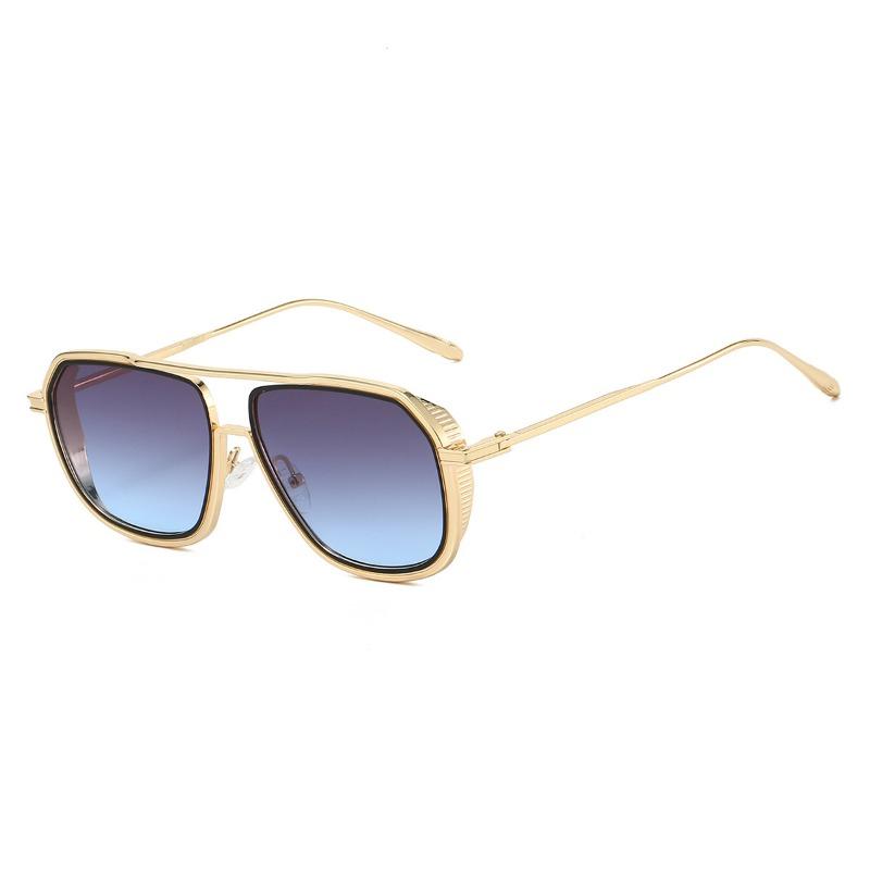 Non-polarized Fashion Steam Punk Double Girder Sunglasses Men Women Metal Square High Definition Driving Eyeglasses