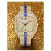 Hip Hop Iced Square Quartz Watch for Men Full Diamond Calendar Luxury Watch