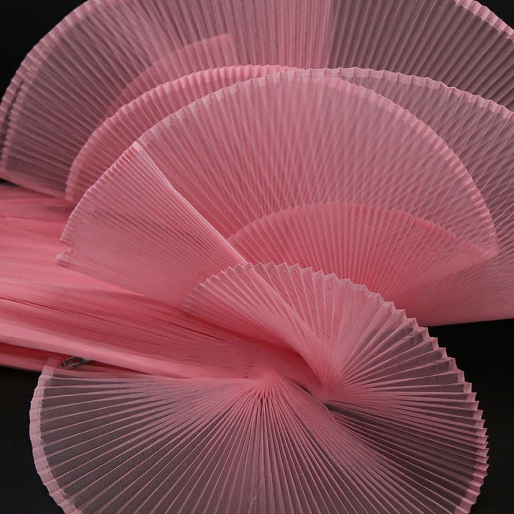 1 jard/150 cm Gładka Tkanina Akordeonowa Plisowana Ręcznie Wykonana Sztywna Siatka Materiał na DIY Projektanta Tkaniny Odzieżowe