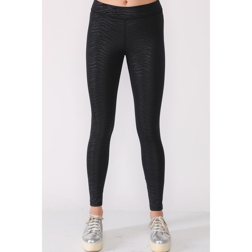 Leggings negri cu talie joasă cu model zebră