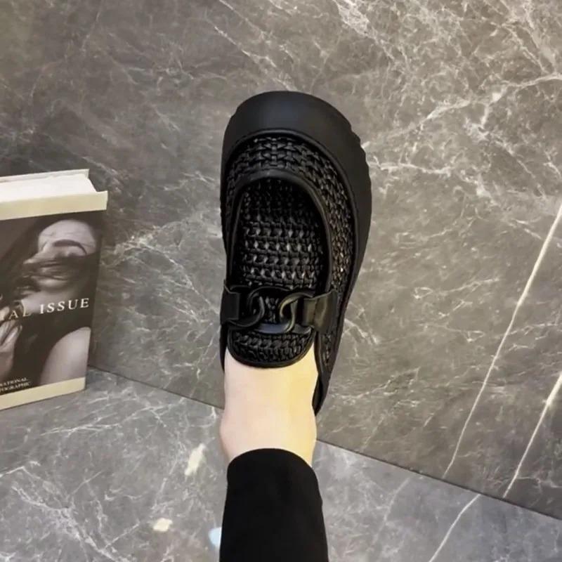 Black Brown Casual Business Loafers Man Platform Shoes Sandals Women Shoe Man Slip on Mules Half Shoes Man