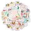 50 Small Fresh Graffiti Decorative Stickers for Girls Pink Flowers and Plants Without Repeating Waterproof Stickers
