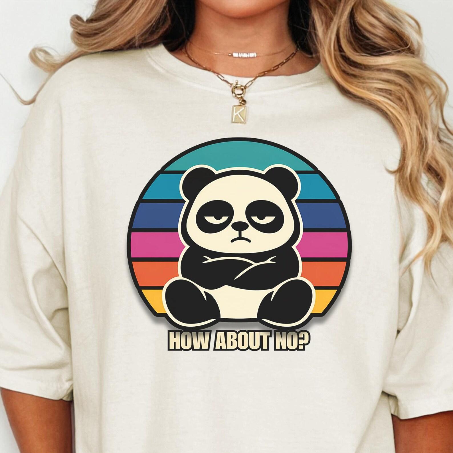 Grumpy Panda Shirt Retro Sarcastic Animal Tee How About No? Comfort Colors Unisex T-Shirt 2XL