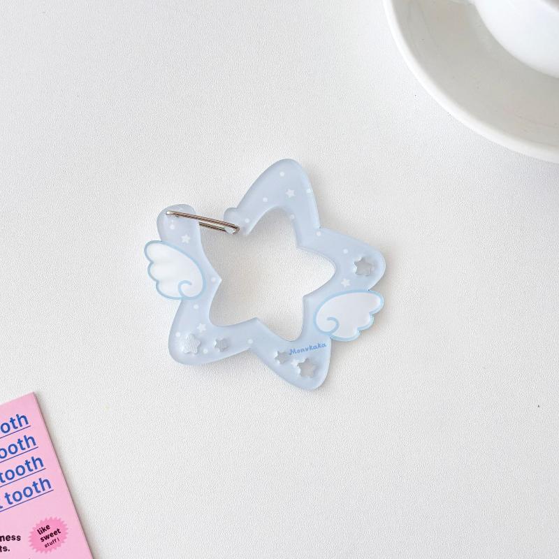 Cute Ins Style Wings Star Carabiner Diy Keychain Bag Charm Backpack Pendant Handbook Acrylic Package Hanging Keychain Decoration