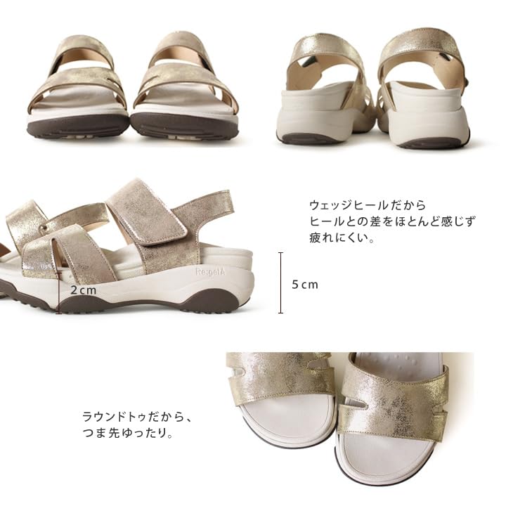 RE3001 Sandales compensées pour avec Dos réglable Facile à Fabriqué en cm 3E [Regetta] Femmes, Velcro, Ceinture, Ceinture, Porter, Résistant à la fatigue, Antidérapant, Japon,