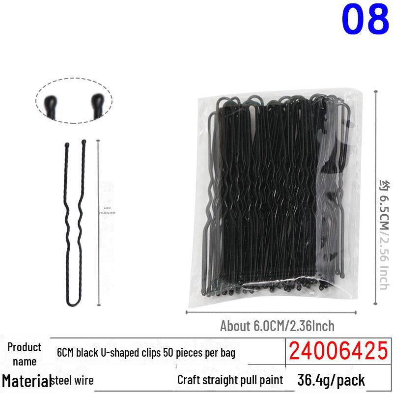 50 Black U-Shaped Hair Clips: Thick Head Ornaments and Hair Accessories for Women