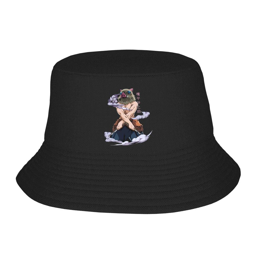 Pig Assault Bucket Hat Spring Picnic Headwear Inosuke Demon Slayer Anime Fisherman Caps for Outdoor Sport Unisex Bob