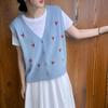 New ArriValS Open Run Women S Flower Stitch V Neck Boucle Button VeSt