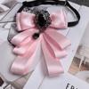 Fabric Bowtie Crystal Collar Flower Brooch Accessories Bow Tie  British Style
