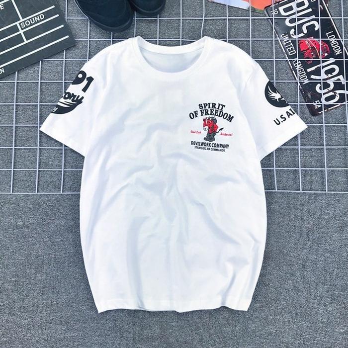 

Японский Счастливый Призрак Маленький Дьявол Пилот Американский Ретро Мультяшный Принт Локомотив Футболка с Коротким Рукавом Мужская Женская с Рукавом Три Четверти 3XL