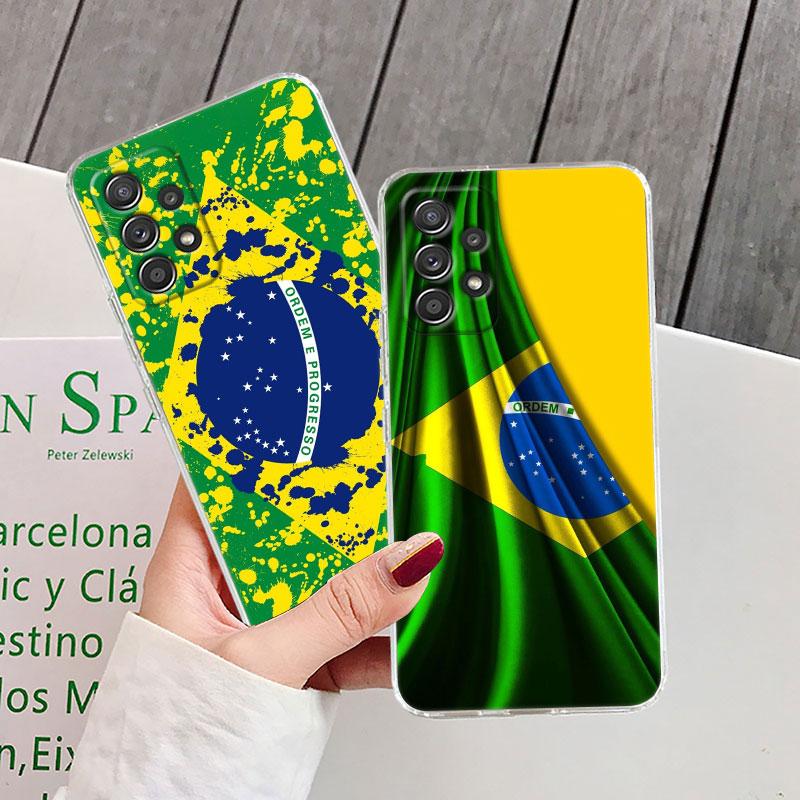 Brazil Flag Clear Soft Phone Case For Samsung Galaxy A56 A57 A37 A55 A54 A36 A35 A26 A25 A16 A17 A07 A52 A34 A73 A53 A21s Cover