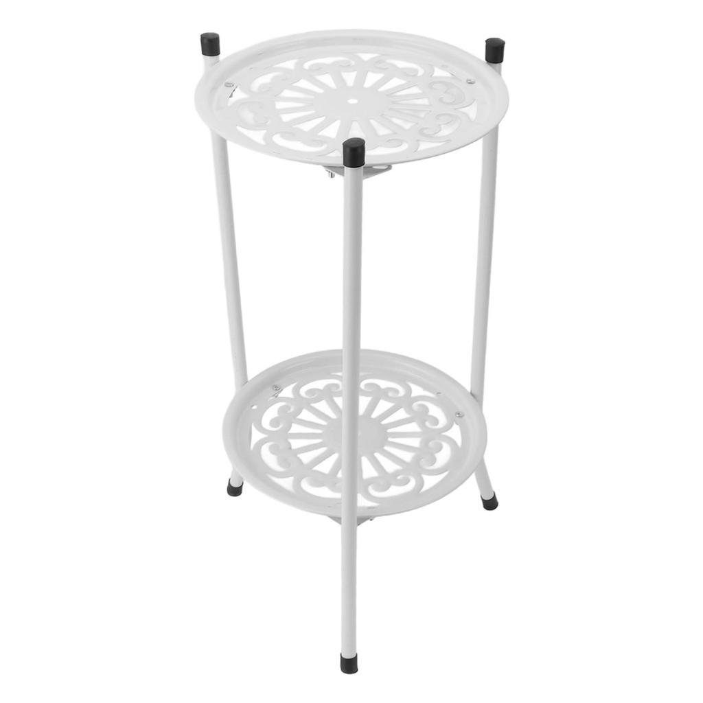 50cm Double Layer Plant Stand Iron Multifunctional Flower Rack Flower Shelf for Balcony Entryway