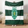 Sporting football Crest Flannel Blanket, Soft Polyester, Modern Design, All-Season for Camping, Travel, Gifts for holidays or birthdays