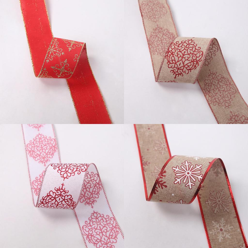 Elegant 2 Meter Christmas Ribbon Decorations With Snowflake And Pine Tree Designs