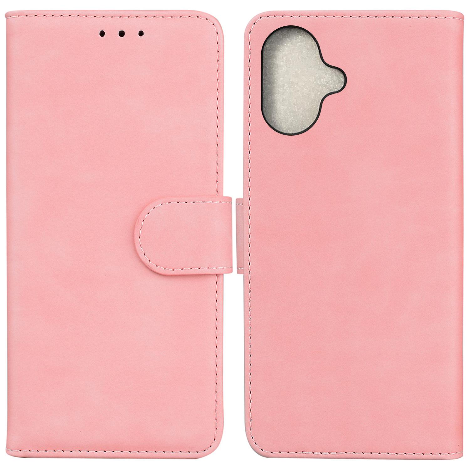 

For iPhone 16 Plus Case Solid Color PU Leather Stand Phone Cover Pink