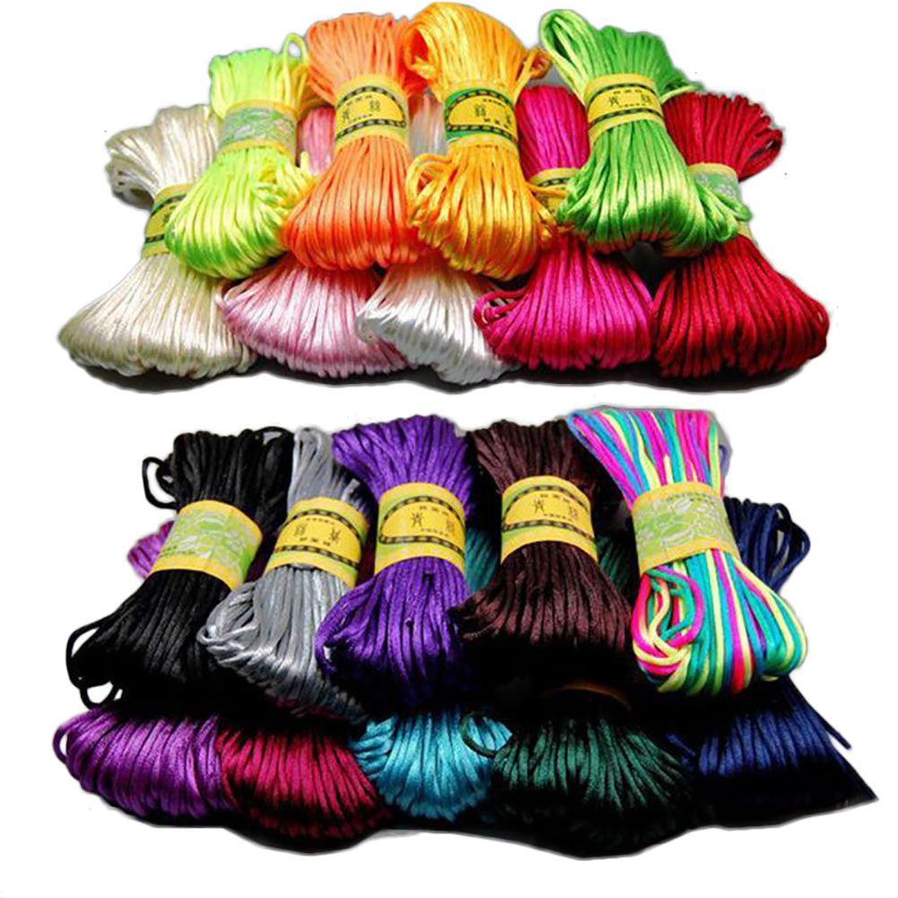 3mm 20M Chinese Knot Satin Nylon Braided Cord Macrame Beading Rattail Cords Multi-colored