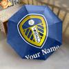 1 PC Automatic Folding Umbrella - Leeds United Custom Name Pattern, Portable & Foldable Design with 8 Ribs, Christmas Birthday Gifts